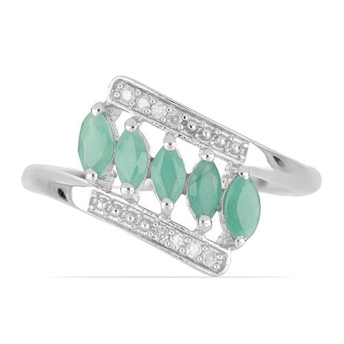 BUY NATURAL EMERALD MULTI STONE STYLISH RING IN 925 SILVER